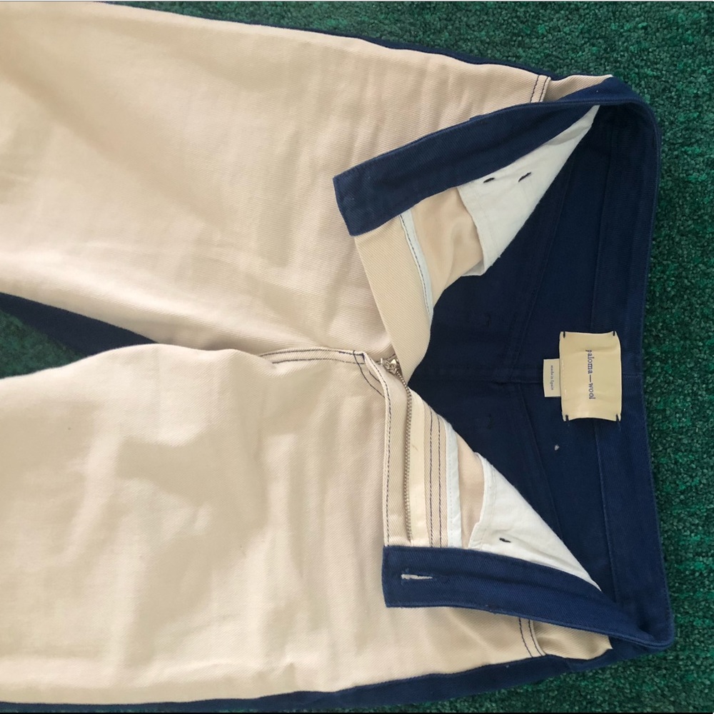 Paloma wool cream and royal blue pants. Size 26.